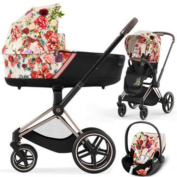 CYBEX E-PRIAM 3.0 SPRING BLOSSOM wózek 3w1 z fotelikiem CLOUD T i-Size